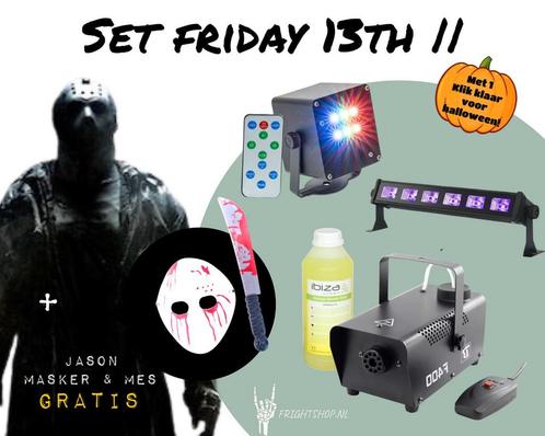 Halloweenset Friday 13th Rookmachine, UV Blacklight En, Muziek en Instrumenten, Licht en Laser