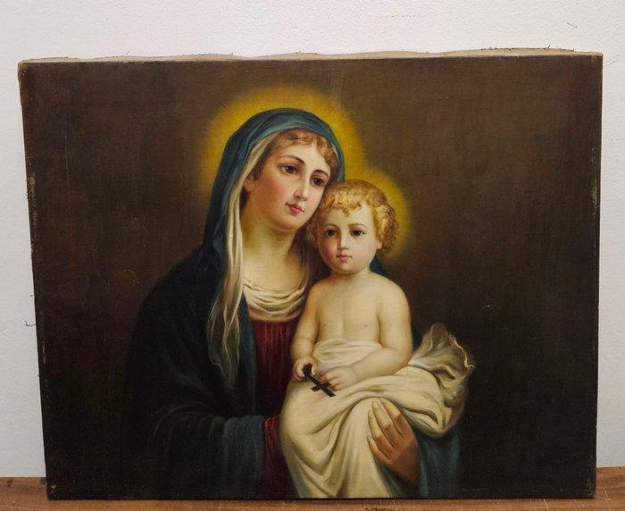 Europese school (XIX), Naar - Madonna mit Kind - NO RESERVE, Antiek en Kunst, Kunst | Schilderijen | Klassiek