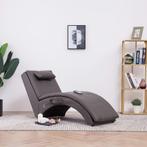 vidaXL Massage chaise longue met kussen kunstleer grijs, Verzenden