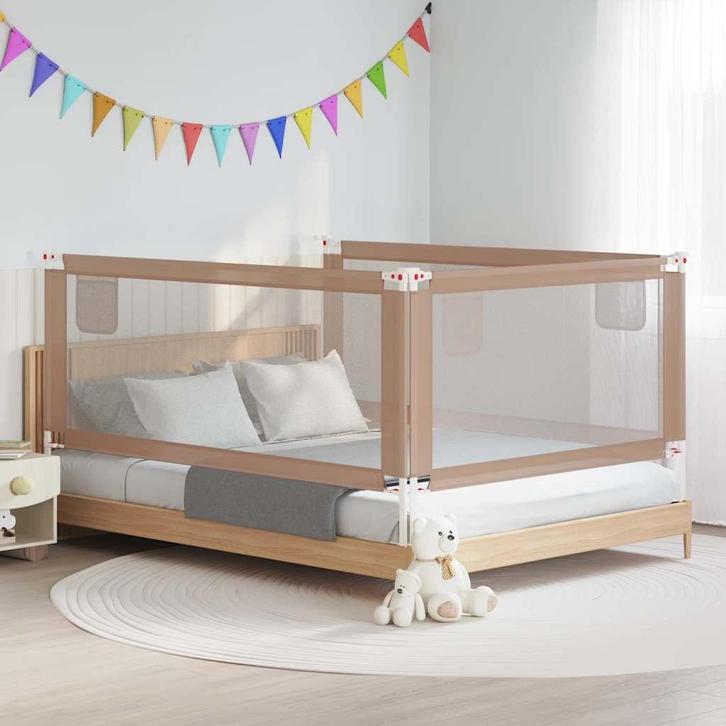 vidaXL Bedhekje peuter 200x25 cm stof taupe, Kinderen en Baby's, Traphekjes, Nieuw, Verzenden