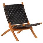 vidaXL Chaise de relaxation pliable noir cuir véritable, Verzenden