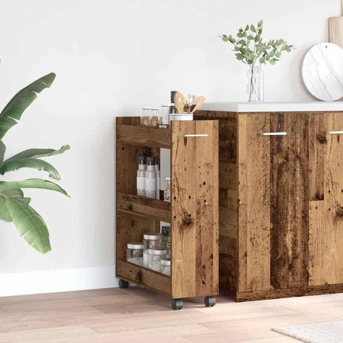 vidaXL Kast met wiel Oud hout 60 x 22 x 79 cm Bewerkt hout, Huis en Inrichting, Kasten | Overige, Nieuw, Verzenden