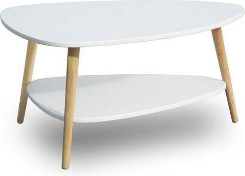 Houten salontafel - 90x67x45 cm - wit - 2 tafelbladen, Huis en Inrichting, Tafels | Salontafels, Nieuw, Ophalen of Verzenden