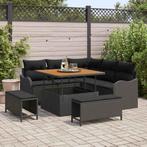 vidaXL Tuinbank Set 8 pcs Zwart poly rattan, Tuin en Terras, Verzenden, Nieuw