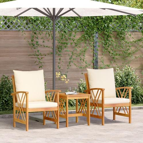 vidaXL 3-delig tuin lounge set met kussens van massief, Tuin en Terras, Tuinsets en Loungesets, Nieuw, Verzenden