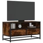 vidaXL Tv-meubel 80x34,5x40cm bewerkt hout metaal gerookt, Huis en Inrichting, Kasten |Televisiemeubels, Verzenden, Nieuw