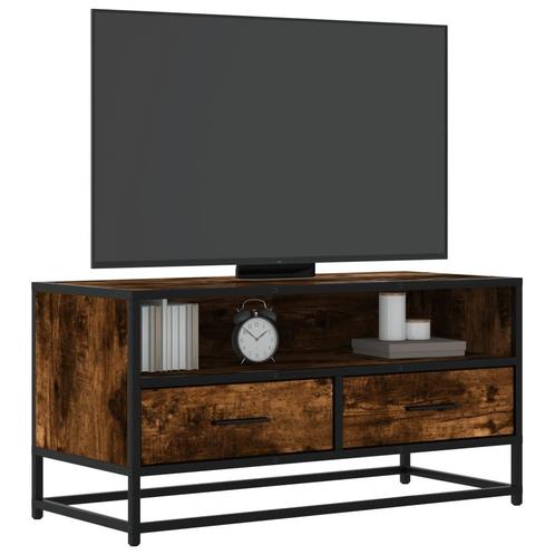 vidaXL Tv-meubel 80x34,5x40cm bewerkt hout metaal gerookt, Huis en Inrichting, Kasten |Televisiemeubels, Nieuw, Verzenden