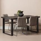 Mangohouten Eettafel Rechthoek Roy 200x100 cm Zwart (6cm), 100 tot 150 cm, Verzenden, Industriële meubels, Rechthoekig
