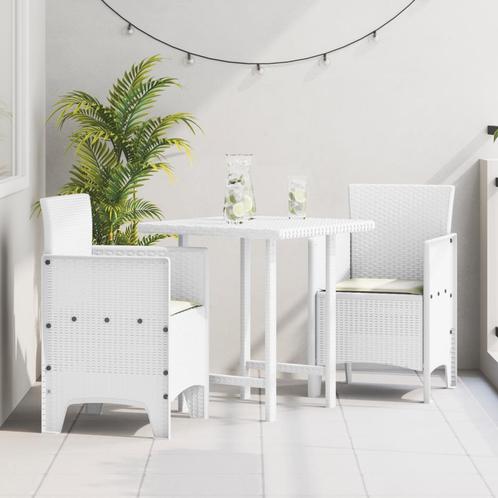 vidaXL Tuinstoelen met kussens 2 stuks Witte Poly Rattan, Tuin en Terras, Tuinstoelen, Nieuw, Verzenden