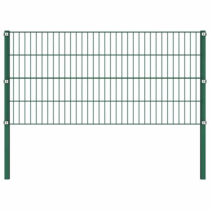 vidaXL Schuttingpaneel met palen ijzer 176,5x80 cm groen, Tuin en Terras, Tuinhekken en Hekwerk, Nieuw, Verzenden