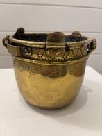Emmer - Messing, Koper - Koolemmer van messing, 19e eeuw, Antiek en Kunst