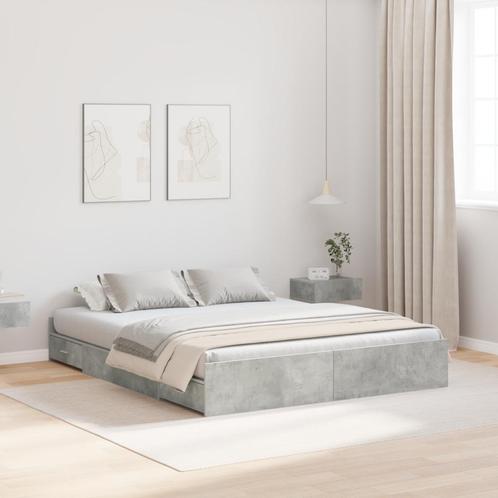 vidaXL Opbergbedframe met lade Betongrijs 135 x 190 cm, Huis en Inrichting, Slaapkamer | Bedden, Nieuw, Verzenden