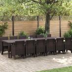 vidaXL Tuin Eettafel Set 13 pcs Bruin Polt riet, Tuin en Terras, Verzenden, Nieuw