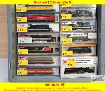 Matériel échelle N 1/160 locomotives, wagons, coffrets, ... beschikbaar voor biedingen