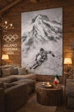 Tapisserie jacquard en laine dalpaga avec skieur en, Antiek en Kunst