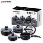 Herzberg HG-5003BK: 8 stuks Marble Cookware Set - Zwart