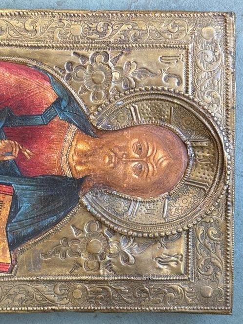 Icoon - Christus Pantokrator - Hout, Messing, Antiek en Kunst, Kunst | Niet-Westerse kunst