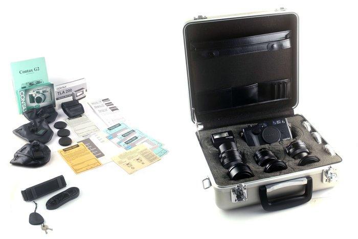 Contax G2 + 45mm F2 + 90mm F2.8 + 28mm F2.8 + kit case, Audio, Tv en Foto, Fotocamera's Analoog