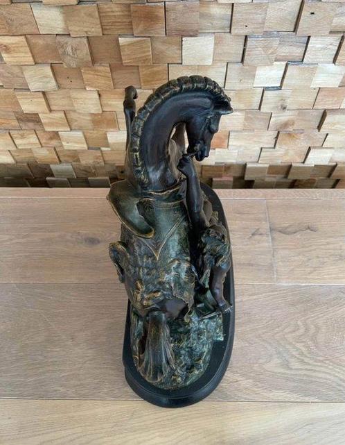 Statue, Indrukwekkend antiek Zamak beeld – Steigerend paard, Antiek en Kunst, Antiek | Keramiek en Aardewerk