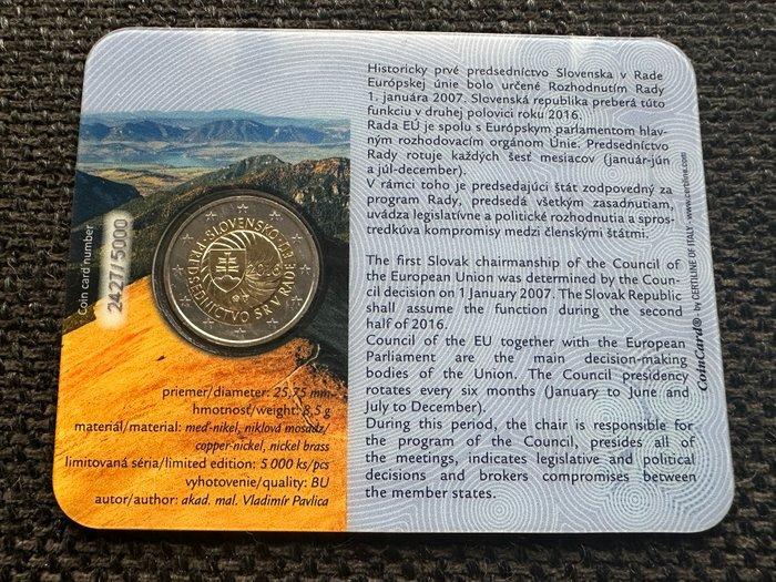 Slowakije. 2 Euro 2016 EU-Raadsvoorzitterschap in coincard, Postzegels en Munten, Munten | Europa | Euromunten