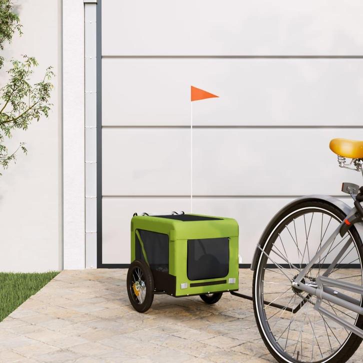 vidaXL Hondenfietstrailer oxford stof en ijzer groen en, Dieren en Toebehoren, Overige Dieren-accessoires, Nieuw, Verzenden