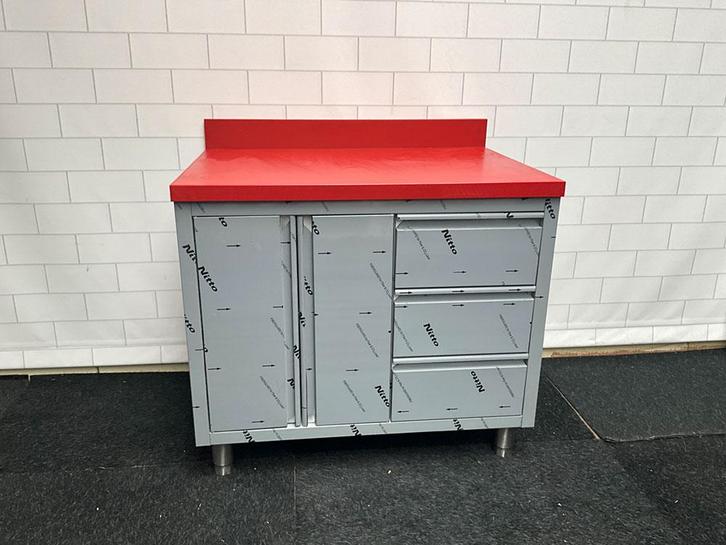 Elfinox Snijtafel met 3 lades en 2 draaideuren | 100 CM, Zakelijke goederen, Horeca | Keukenapparatuur, Ophalen of Verzenden