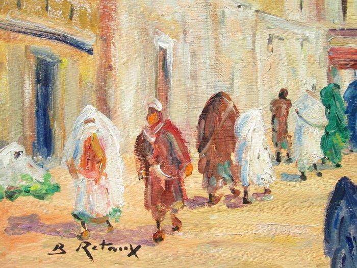 Bruno Retaux (1947) - Rue animée à Marrakech - Maroc, Antiek en Kunst, Kunst | Schilderijen | Klassiek
