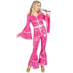 Disco 70S Jumpsuit Roze Dames, Kleding | Dames, Carnavalskleding en Feestkleding, Nieuw, Verzenden