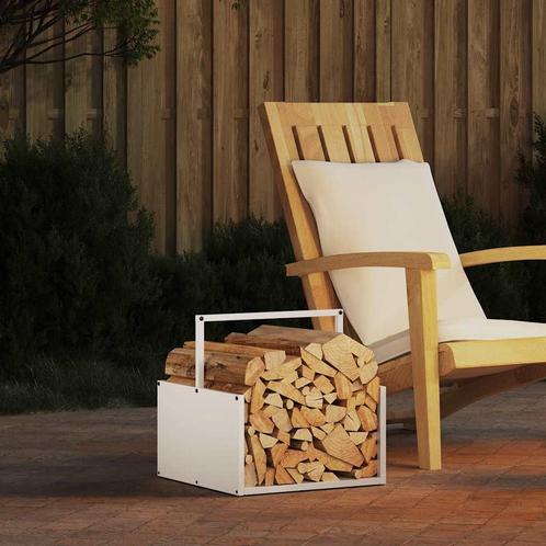 vidaXL Brandhoutrek 40x40x40 cm koudgewalst staal wit, Tuin en Terras, Brandhout, Verzenden