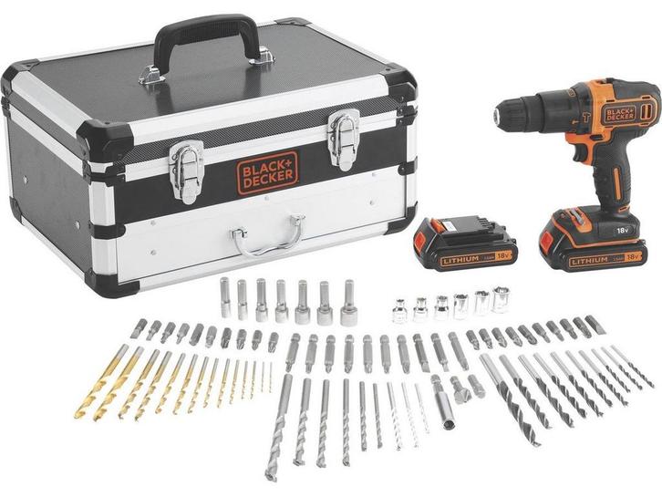 BLACK+DECKER BDC718AS2F - 18V Accu Schroef-Klopboormachine -, Doe-het-zelf en Bouw, Gereedschap | Boormachines, Zo goed als nieuw