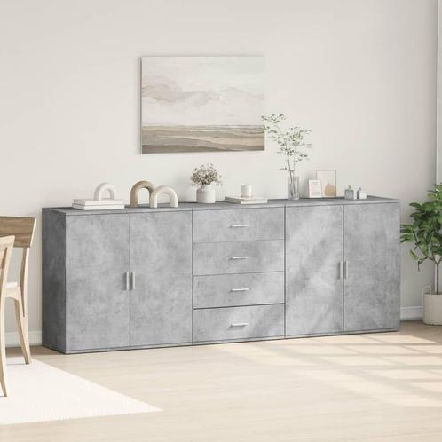 vidaXL Dressoirs 3 st bewerkt hout betongrijs, Huis en Inrichting, Kasten | Dressoirs, Nieuw, Verzenden
