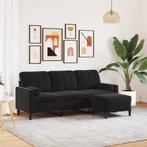 vidaXL Driezitsbank met voetenbank 180 cm fluweel zwart, Verzenden, Nieuw