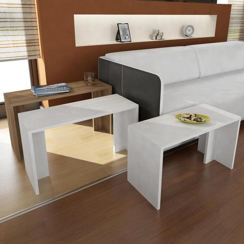 Set van 3 tafels - bijzettafels - salontafel set - wit en, Huis en Inrichting, Tafels | Bijzettafels, Verzenden