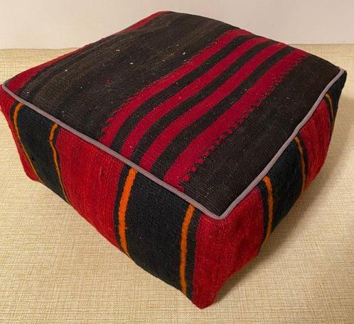 Kelim Poef - Kelim - 48 cm - 48 cm, Huis en Inrichting, Stoffering | Tapijten en Vloerkleden