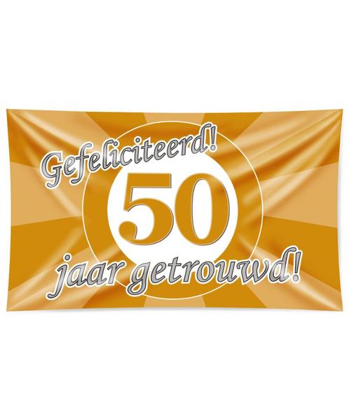 Gevelvlag 50Jaar Getrouwd 1,5m, Hobby en Vrije tijd, Feestartikelen, Nieuw, Verzenden