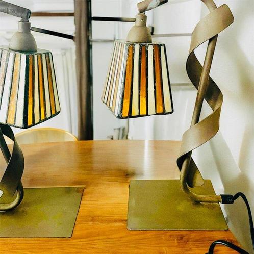 Tafellamp (2) - IJzer, Kristal, Lood - Koppel lampen, Antiek en Kunst, Curiosa en Brocante