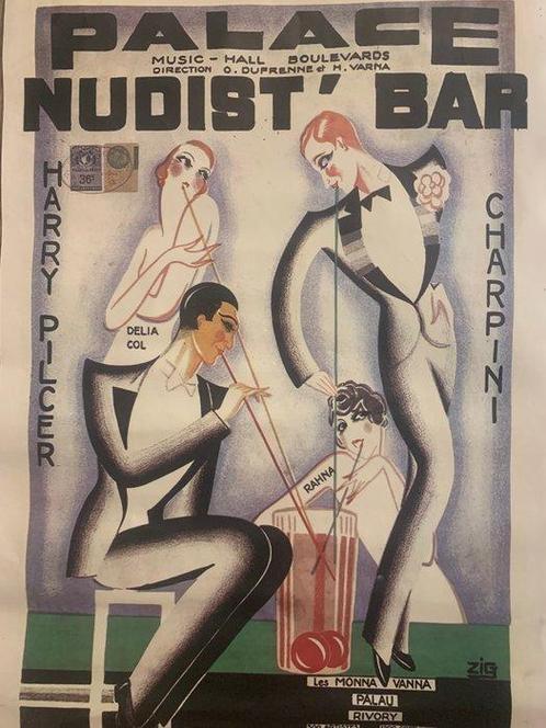 Zig ( 1882-1936 ) - Palace Nudist’ Bar, Antiek en Kunst, Kunst | Tekeningen en Fotografie