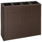 vidaXL Plantenbak verhoogd met 4 potten poly rattan bruin, Jardin & Terrasse, Pots de fleurs, Verzenden