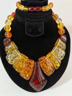 Amber multicolor statement ketting, dik ontwerp,