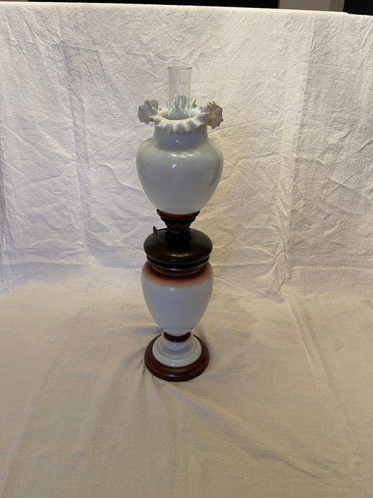 Tafellamp - Porselein, Glas - olielamp, Antiek en Kunst, Curiosa en Brocante