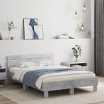 vidaXL Bedframe met hoofdeinde bewerkt hout betongrijs, Huis en Inrichting, Slaapkamer | Bedden, Verzenden, Nieuw