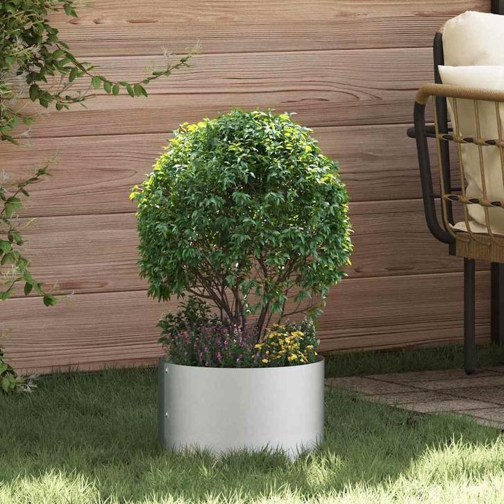 vidaXL Tuin Plantpot Zilver 30 x 30 x 20 cm Gegevens staal, Tuin en Terras, Bloempotten, Nieuw, Verzenden