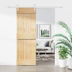 vidaXL Schuifdeur met beslag 70x210 cm massief grenenhout, Doe-het-zelf en Bouw, Deuren en Vliegenramen, Verzenden, Nieuw