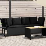 vidaXL Tuinbank met kussens poly rattan zwart, Tuin en Terras, Verzenden, Nieuw