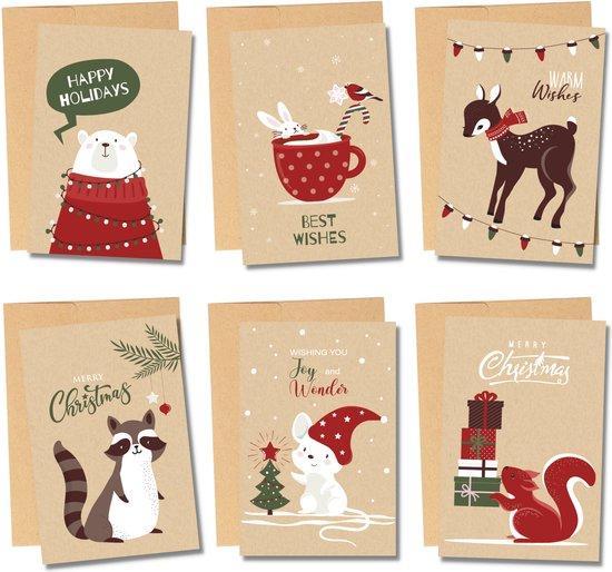 2dekans | Partizzle 36x Kraft Luxe Kerstkaarten met, Diversen, Kerst, Ophalen of Verzenden