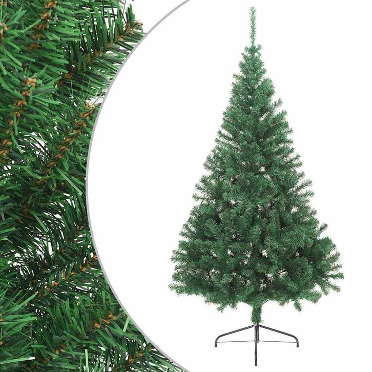 vidaXL Kunstkerstboom met standaard half 210 cm PVC groen, Diversen, Kerst, Nieuw, Verzenden