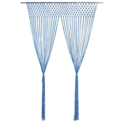 vidaXL Gordijn macramé 140x240 cm katoen blauw, Huis en Inrichting, Stoffering | Gordijnen en Lamellen, Nieuw, Verzenden