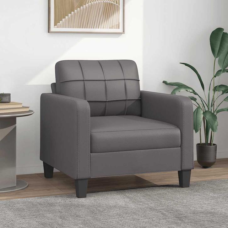 vidaXL Fauteuil 60 cm kunstleer grijs, Huis en Inrichting, Zetels | Zetels, Nieuw, Verzenden