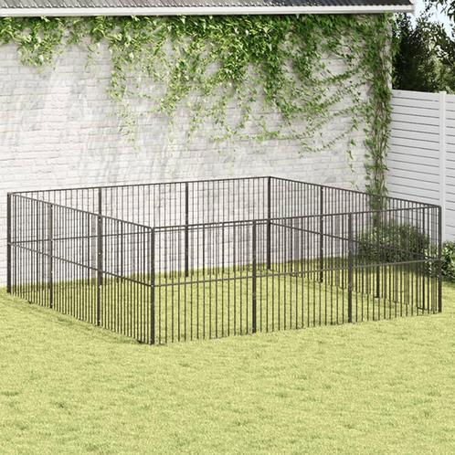 vidaXL Parc pour chien 12 panneaux noir acier galvanisé, Animaux & Accessoires, Accessoires pour chiens, Neuf, Envoi