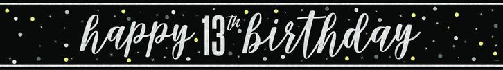 Happy Birthday Banner Zwart 13 Jaar 2,74m, Hobby & Loisirs créatifs, Articles de fête, Envoi